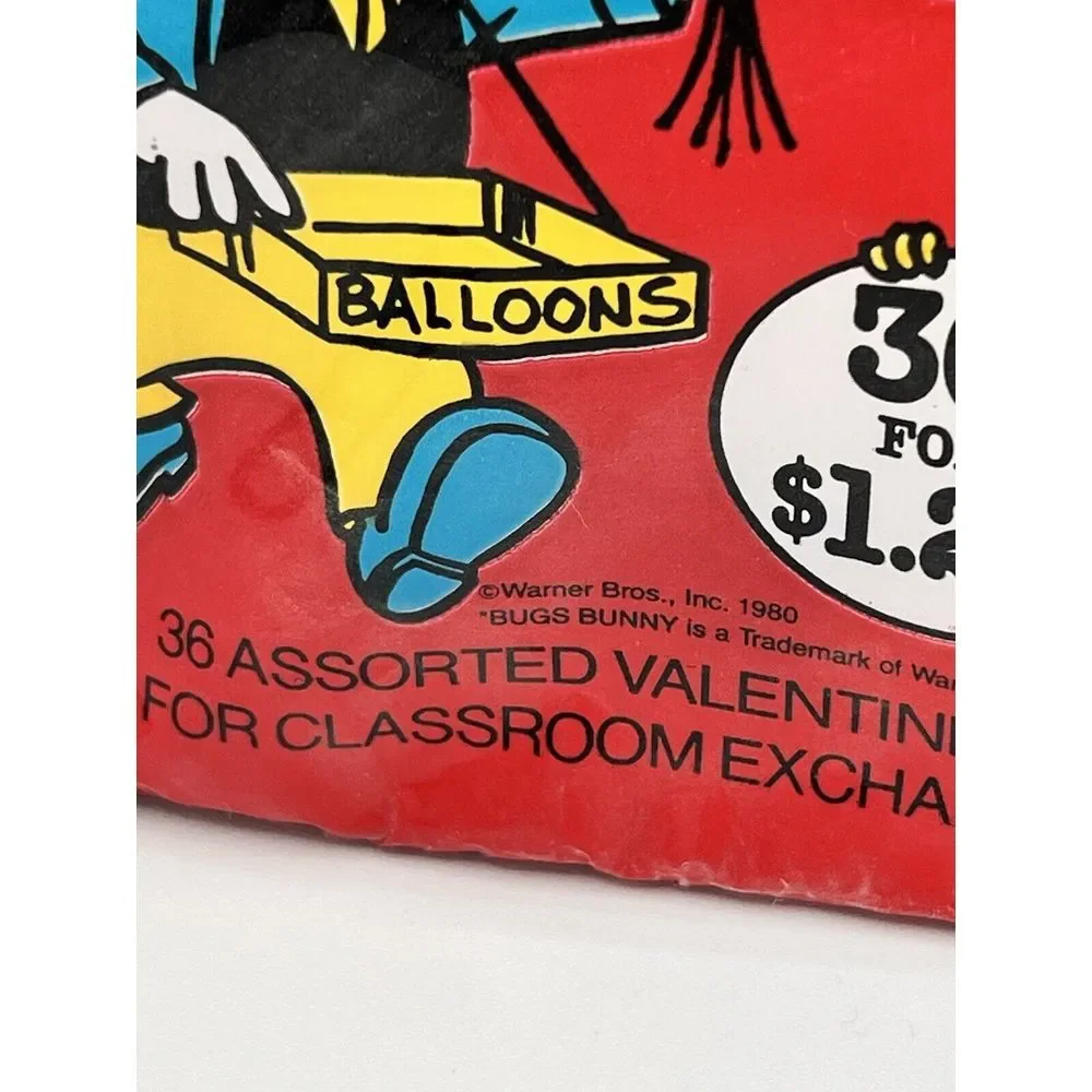 VGT 1980- Fuld Valentines 36 Cards Tweety Bird Bugs Bunny Looney Tunes Y2K Retro